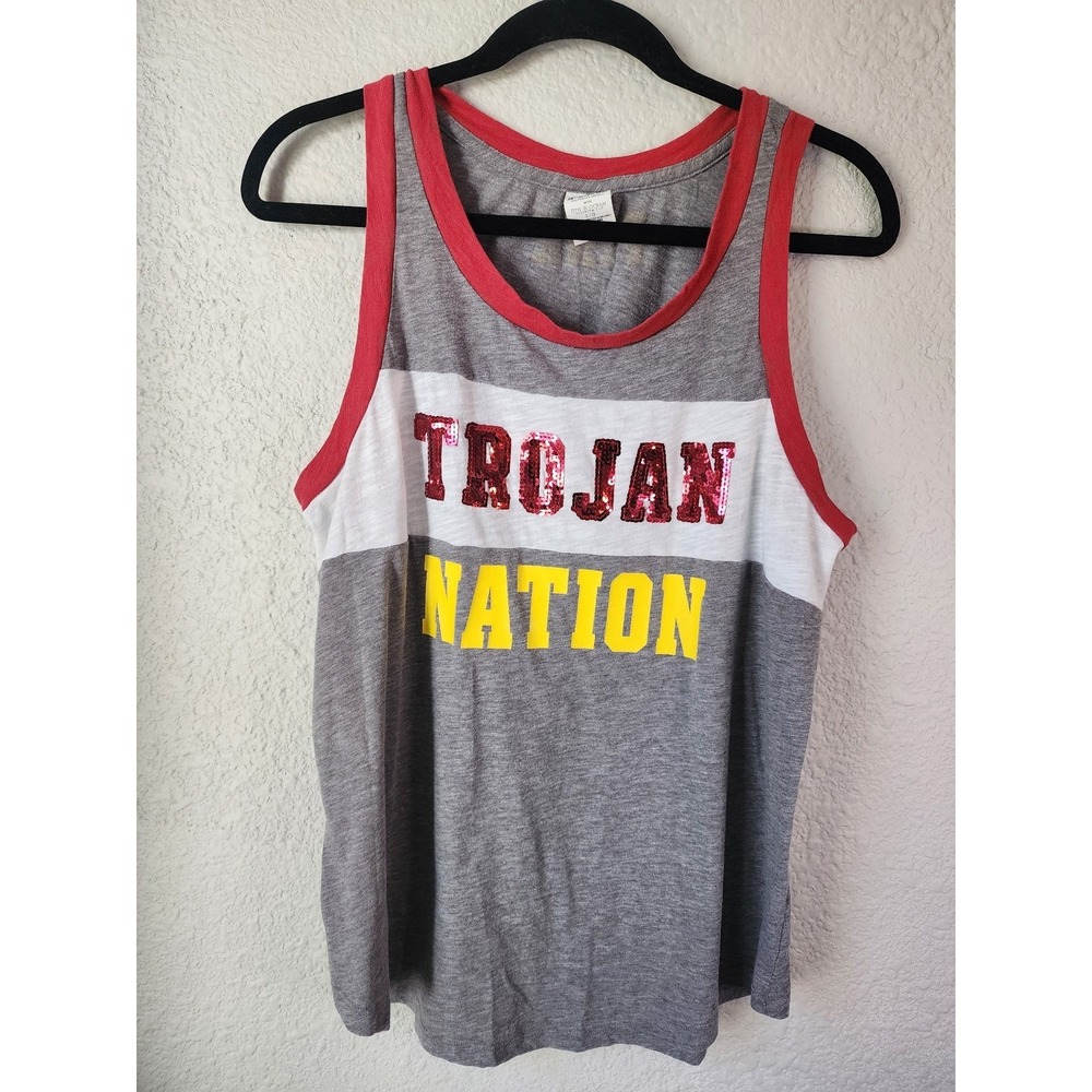 Retired PINK Victoria's‎ Secret Collegiate Collection Trojan Nation Sequin Tank